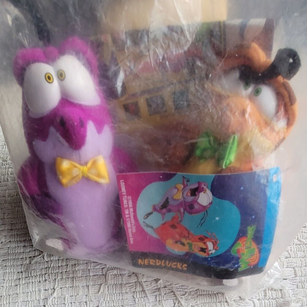Vtg McDonalds Space Jam Nerdlucks Plush Toys - 1996 - New - Factory Sealed